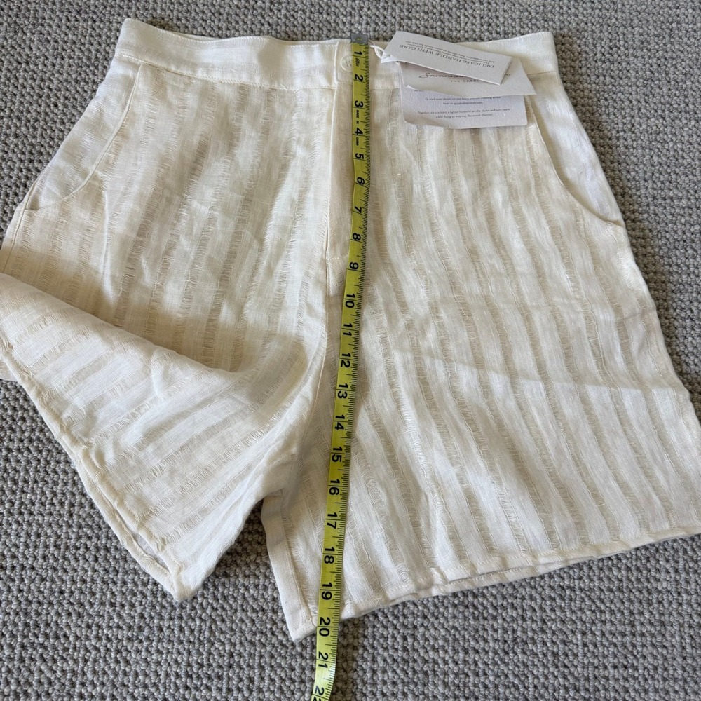 Savannah Morrow Dylan Shorts Cream Handloom 100% Linen High Waisted NWT Large - Picture 6 of 14